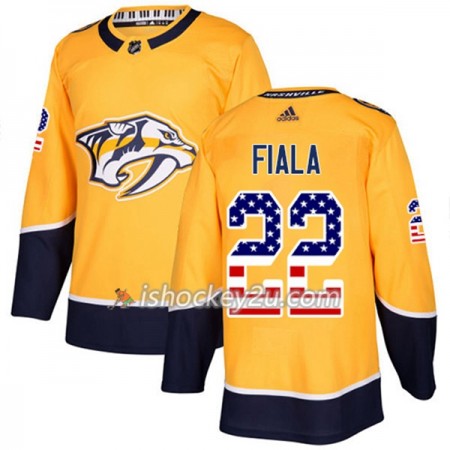 Mænd NHL Nashville Predators Trøje Kevin Fiala 22 Adidas 2017-2018 Guld USA Flag Fashion Authentic